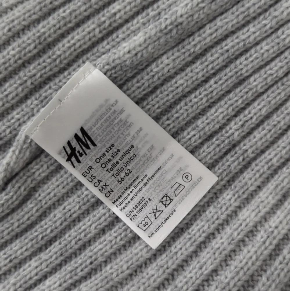 Rib Knit Hat H&M Beanie Wide Foldover Cuff Light Grey NEW with TAGS - Picture 5 of 6